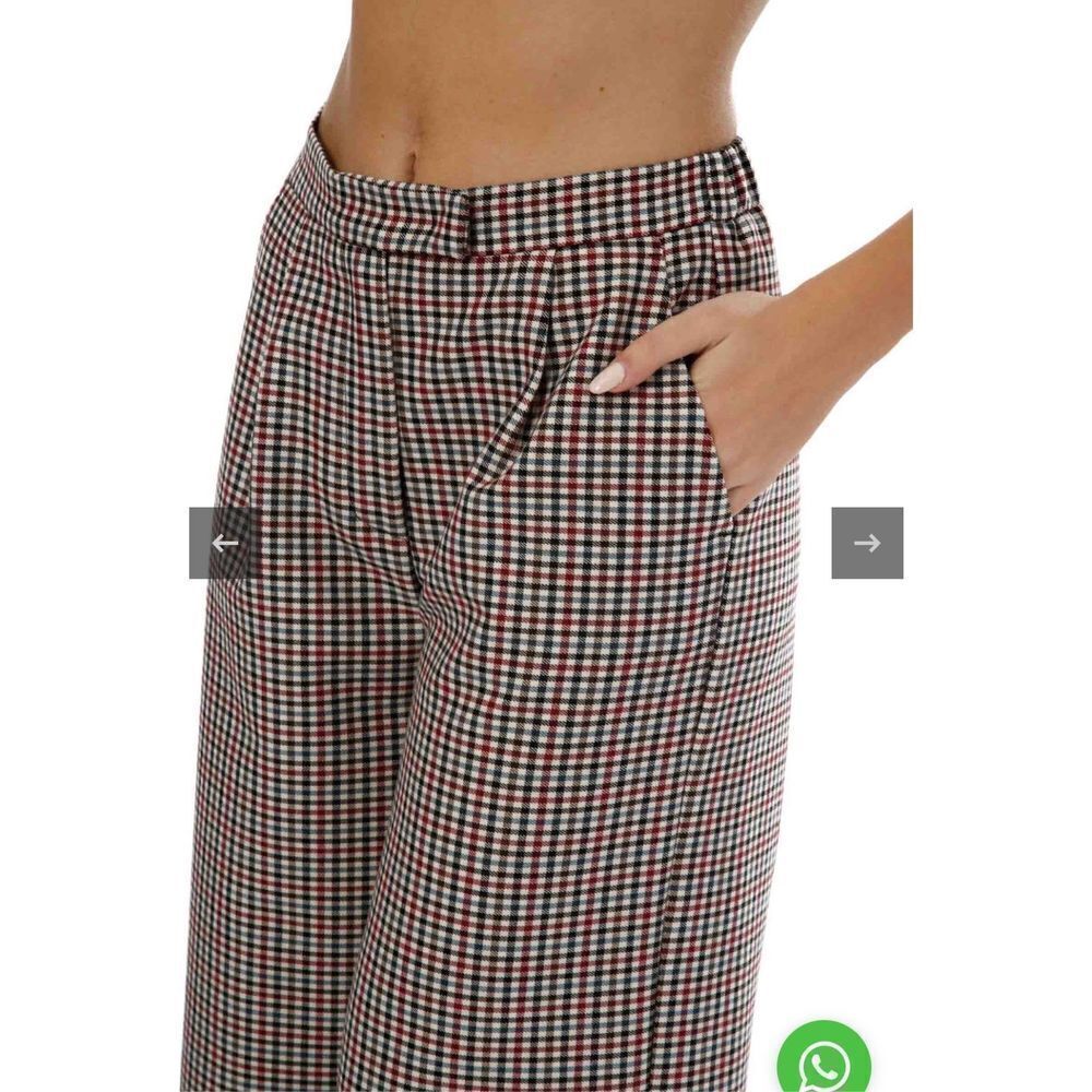 Sfizio Houndstooth Embroidered Eyelet Hem Wide Leg Pants Work Trousers‎ 4 - Picture 3 of 16